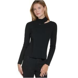 Calvin Klein Mock Cutout Neck Sequin Long Sleeve Sweater US Women's S